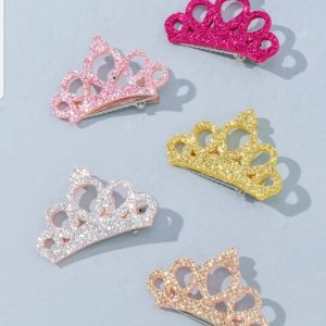 5 Piece Glitter Crown Hairclips