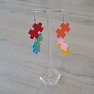 Multi- Color Puzzle Drop Earrings