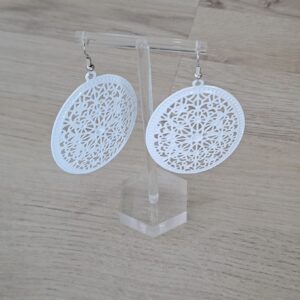 White Oval Shaped Drop Earrings
