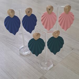 Leaf Shaped Drop Earrings with Gold