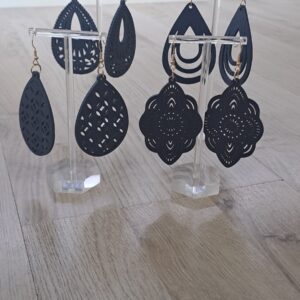Wooden Navy Pattern Drop Earrings