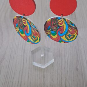 Red Round Drop earrings with Design