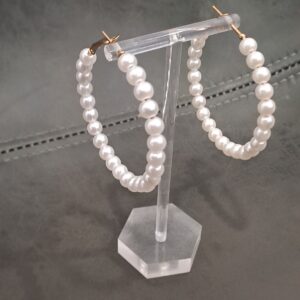 Round White Pearl Earrings (5.5cm)