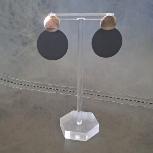 Small Black and Gold Round Drop Earrings