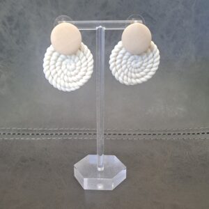 Cream Spiral Round Drop Earrings
