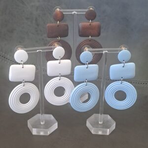 Wooden Round Drop Earrings