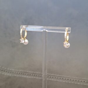 Small Gold Earrings with Stones and a Pearl