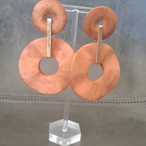 Curved Round Wooden Drop Earrings