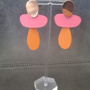 Gold, Pink and Orange Dangle Earrings