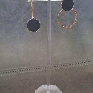 Asymmetrical Black and Gold Earrings