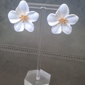 White Floral Studs