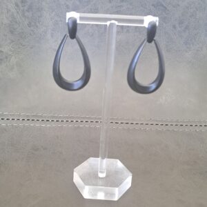 Black Hollow Teardrop Earrings